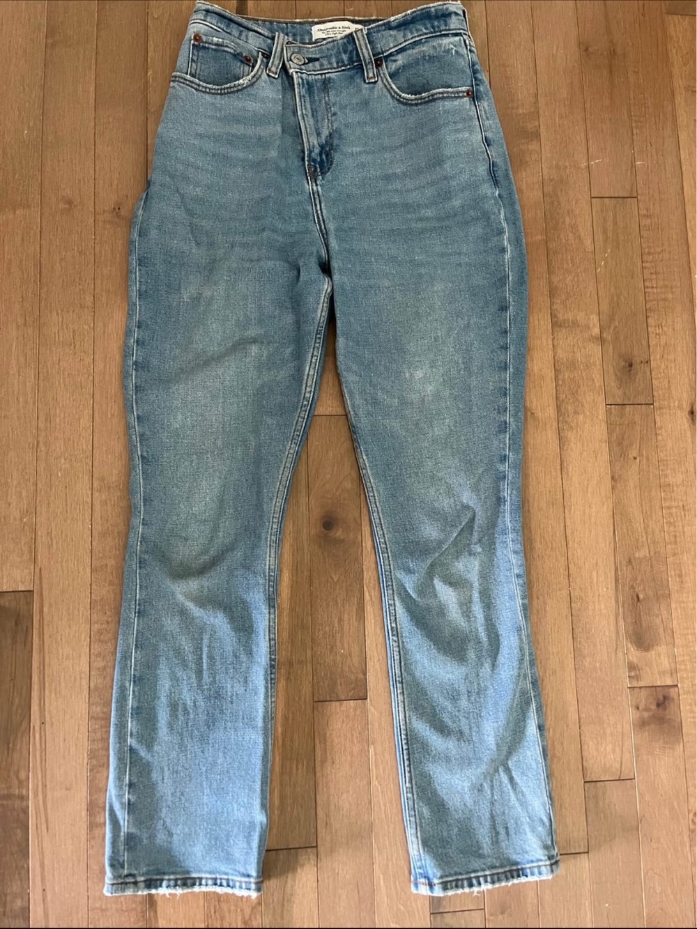 Abercrombie & Fitch Curve Love Light Wash Slim Straight Ultra High-Rise Jeans